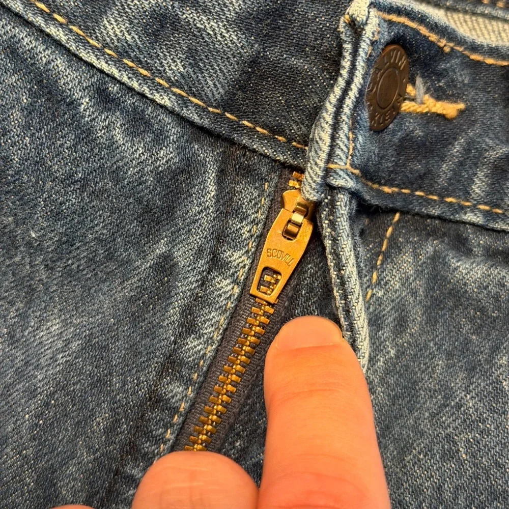 Vintage 70s Calvin Klein Jeans Mens Straight Leg Talon 42 Zipper Denim USA 30x32